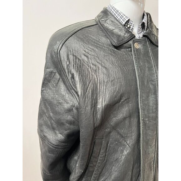 Bill Blass Bomber Jacket  Large Black Leather Damage on Left Shoulder - Picture 7 of 16